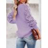 imageSHEWIN Womens Casual Long Sleeve Crewneck Crochet Sweater Lightweight Knit Pullover Sweaters TopsE Purple