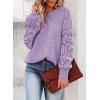 imageSHEWIN Womens Casual Long Sleeve Crewneck Crochet Sweater Lightweight Knit Pullover Sweaters TopsE Purple