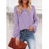 imageSHEWIN Womens Casual Long Sleeve Crewneck Crochet Sweater Lightweight Knit Pullover Sweaters TopsE Purple