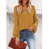imageSHEWIN Womens Casual Long Sleeve Crewneck Crochet Sweater Lightweight Knit Pullover Sweaters TopsE Yellow