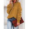 imageSHEWIN Womens Casual Long Sleeve Crewneck Crochet Sweater Lightweight Knit Pullover Sweaters TopsE Yellow
