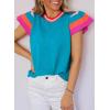 imageSHEWIN Womens Summer Cap Sleeve Tops Casual Crewneck Loose Fit Knit Lightweight Sweater Pullover TopBlue