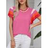 imageSHEWIN Womens Summer Cap Sleeve Tops Casual Crewneck Loose Fit Knit Lightweight Sweater Pullover TopHot Pink