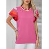 imageSHEWIN Womens Summer Cap Sleeve Tops Casual Crewneck Loose Fit Knit Lightweight Sweater Pullover TopHot Pink