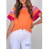 imageSHEWIN Womens Summer Cap Sleeve Tops Casual Crewneck Loose Fit Knit Lightweight Sweater Pullover TopOrange