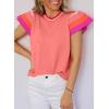 imageSHEWIN Womens Summer Cap Sleeve Tops Casual Crewneck Loose Fit Knit Lightweight Sweater Pullover TopPink