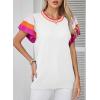 imageSHEWIN Womens Summer Cap Sleeve Tops Casual Crewneck Loose Fit Knit Lightweight Sweater Pullover TopWhite