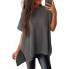 imageSHEWIN Womens Tops Casual Short Sleeve Sweater Loose Oversized Shirts Spring Tops for Women 2025B Medium Grey