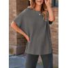 imageSHEWIN Womens Tops Casual Short Sleeve Sweater Loose Oversized Shirts Spring Tops for Women 2025B Medium Grey