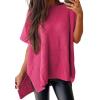imageSHEWIN Womens Tops Casual Short Sleeve Sweater Loose Oversized Shirts Spring Tops for Women 2025B Rose