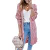imageSHEWIN Cardigan Sweaters for Women Casual Lightweight Long Sleeve Open Front Crochet Cardigans SweaterA Pink