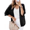 imageSHEWIN Cardigan Sweaters for Women Lightweight 34 Sleeve Cover Up Open Front Summer Cropped Crochet Cardigans SweaterB Black