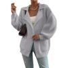 imageSHEWIN Women Open Front Knit Sweater Button Casual Long Sleeve V Neck CardiganGray