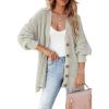 imageSHEWIN Womens Casual Long Sleeve Button Open Front Lightweight Cardigan Soft Cable Knit Sweater OutwearB Grey