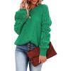 imageSHEWIN Womens Casual Long Sleeve Crewneck Crochet Sweater Lightweight Knit Pullover Sweaters TopsE Deep Green