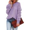 imageSHEWIN Womens Casual Long Sleeve Crewneck Crochet Sweater Lightweight Knit Pullover Sweaters TopsE Purple