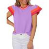 imageSHEWIN Womens Summer Cap Sleeve Tops Casual Crewneck Loose Fit Knit Lightweight Sweater Pullover TopPurple