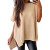 imageSHEWIN Womens Tops Casual Short Sleeve Sweater Loose Oversized Shirts Spring Tops for Women 2025B Apricot