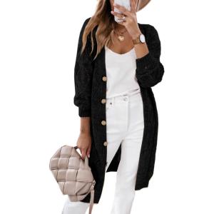 imageSHEWIN Cardigan Sweaters for Women Casual Lightweight Long Sleeve Open Front Crochet Cardigans SweaterB Black