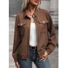 imageSHEWIN Jackets for Women Fall Fashion 2024 Casual Zip Up Shacket Jacket Lightweight Long Sleeve Shirts TopsBrown