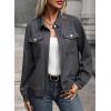 imageSHEWIN Jackets for Women Fall Fashion 2024 Casual Zip Up Shacket Jacket Lightweight Long Sleeve Shirts TopsDark Grey
