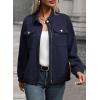 imageSHEWIN Jackets for Women Fall Fashion 2024 Casual Zip Up Shacket Jacket Lightweight Long Sleeve Shirts TopsNavy Blue