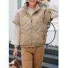 imageSHEWIN Quilted Jackets For Women 2024 Casual Lightweight Short Sleeve Zip Up Warm VestsApricot
