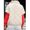 imageSHEWIN Quilted Jackets For Women 2024 Casual Lightweight Short Sleeve Zip Up Warm VestsBeige