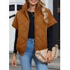 imageSHEWIN Quilted Jackets For Women 2024 Casual Lightweight Short Sleeve Zip Up Warm VestsCoffee