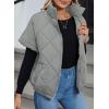 imageSHEWIN Quilted Jackets For Women 2024 Casual Lightweight Short Sleeve Zip Up Warm VestsGray