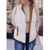 imageSHEWIN Women Puffer Vest Casual Stand Collar Sleeveless Puffer Jacket Warm Winter Reversible Zip Up Outerwear with PocketsBrown