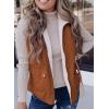 imageSHEWIN Women Puffer Vest Casual Stand Collar Sleeveless Puffer Jacket Warm Winter Reversible Zip Up Outerwear with PocketsDark Brown