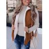 imageSHEWIN Women Puffer Vest Casual Stand Collar Sleeveless Puffer Jacket Warm Winter Reversible Zip Up Outerwear with PocketsDark Brown