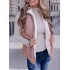 imageSHEWIN Women Puffer Vest Casual Stand Collar Sleeveless Puffer Jacket Warm Winter Reversible Zip Up Outerwear with PocketsPink