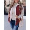 imageSHEWIN Women Puffer Vest Casual Stand Collar Sleeveless Puffer Jacket Warm Winter Reversible Zip Up Outerwear with PocketsRed