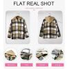 imageSHEWIN Womens Long Sleeve Button Down Plaid Shirts Flannel Hooded Shacket Jacket Hoodie CoatsA Yelllow