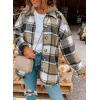 imageSHEWIN Womens Long Sleeve Button Down Plaid Shirts Flannel Hooded Shacket Jacket Hoodie CoatsA Yelllow