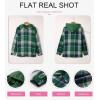 imageSHEWIN Womens Long Sleeve Button Down Plaid Shirts Flannel Hooded Shacket Jacket Hoodie CoatsB Green
