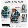 imageSHEWIN Womens Long Sleeve Button Down Plaid Shirts Flannel Hooded Shacket Jacket Hoodie CoatsB Green