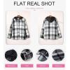 imageSHEWIN Womens Long Sleeve Button Down Plaid Shirts Flannel Hooded Shacket Jacket Hoodie CoatsB Grey