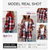 imageSHEWIN Womens Long Sleeve Button Down Plaid Shirts Flannel Hooded Shacket Jacket Hoodie CoatsB Red