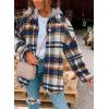 imageSHEWIN Womens Long Sleeve Button Down Plaid Shirts Flannel Hooded Shacket Jacket Hoodie CoatsB1 Multicolor
