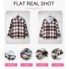 imageSHEWIN Womens Long Sleeve Button Down Plaid Shirts Flannel Hooded Shacket Jacket Hoodie CoatsB1 Multicolor