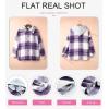imageSHEWIN Womens Long Sleeve Button Down Plaid Shirts Flannel Hooded Shacket Jacket Hoodie CoatsB1 Purple