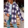 imageSHEWIN Womens Long Sleeve Button Down Plaid Shirts Flannel Hooded Shacket Jacket Hoodie CoatsB1 Purple