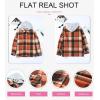 imageSHEWIN Womens Long Sleeve Button Down Plaid Shirts Flannel Hooded Shacket Jacket Hoodie CoatsC Orange