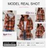 imageSHEWIN Womens Long Sleeve Button Down Plaid Shirts Flannel Hooded Shacket Jacket Hoodie CoatsC Orange