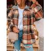 imageSHEWIN Womens Long Sleeve Button Down Plaid Shirts Flannel Hooded Shacket Jacket Hoodie CoatsC Orange
