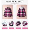 imageSHEWIN Womens Long Sleeve Button Down Plaid Shirts Flannel Hooded Shacket Jacket Hoodie CoatsC Purple
