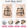 imageSHEWIN Womens Long Sleeve Button Down Plaid Shirts Flannel Hooded Shacket Jacket Hoodie CoatsD Khaki